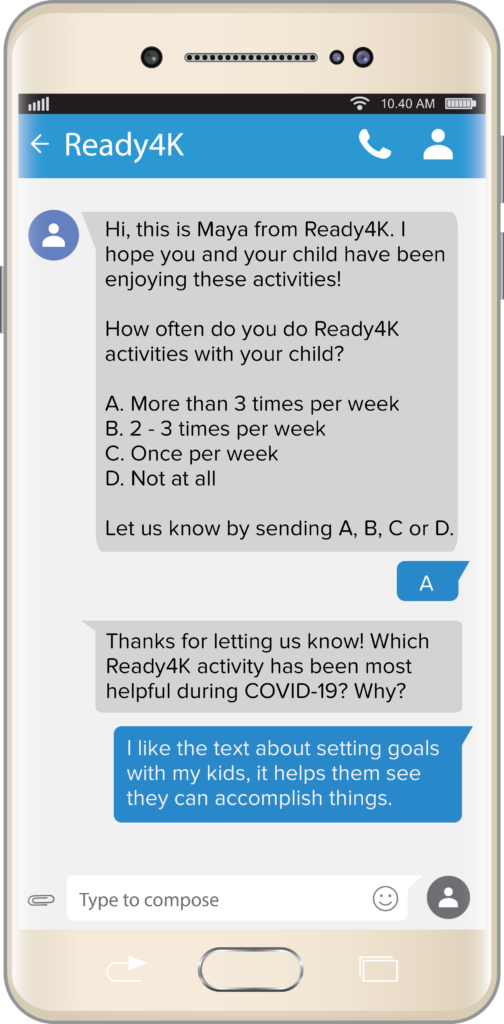 Example Ready4K survey to parents
