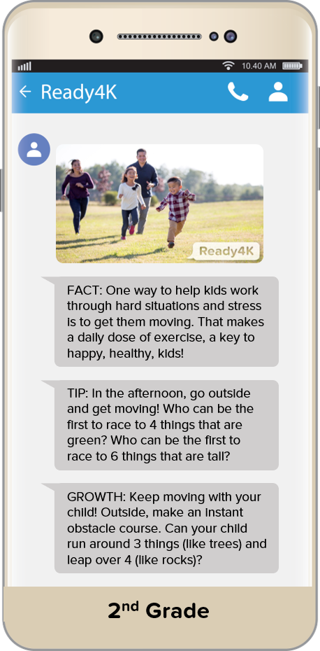 FACT: One way to help kids work through hard situations and stress is to get them moving.
TIP: In the afternoon, go outside and get moving! Who can be the first to race to 4 things that are green?